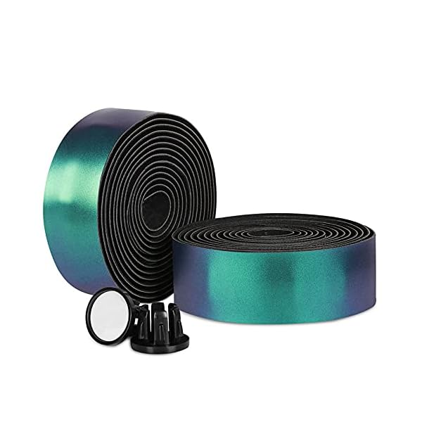 Bumlon 自転車 バーテープ ロードバイクバーテープ ハンドル バーテープ 滑り止め 衝撃吸収 PU製 2本セ..