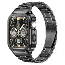 MioHHR ステンレススティール製バンド、ケース互換性 Apple Watch Bands 46mm,金属製保護バンパーカバー付き頑丈なストラップ iWatc...