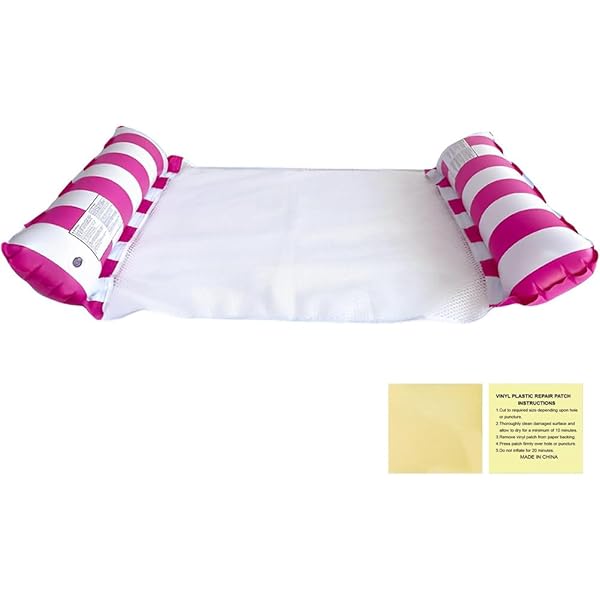 浮き輪 フロート 1人乗り 大人用 浮き輪ベッド 水上 ベッド フロート 70cmX130cm ウォーターハンモック+ビニール補修用テープ2枚付き 大人用 浮き具 水上ハンモック 折りたたみ うきわ 暑さ対策 パッチステッカー付き (レッド)