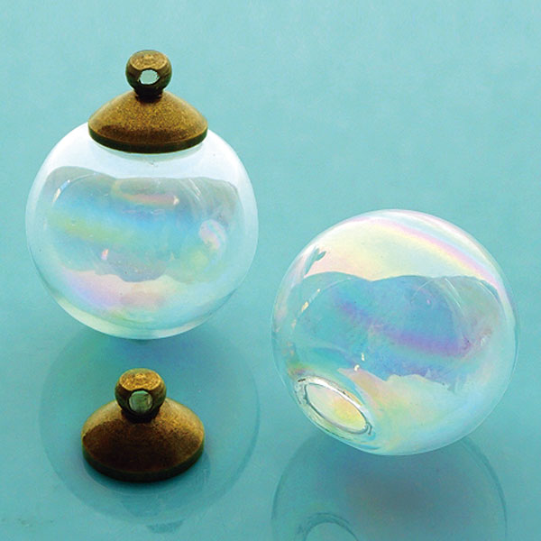 【ガラスパーツ】 ガラスドーム レインボー 16mmレジン ハンドメイド材料 アクセサリーパーツ ハンドメイドクラフト 手作り素材