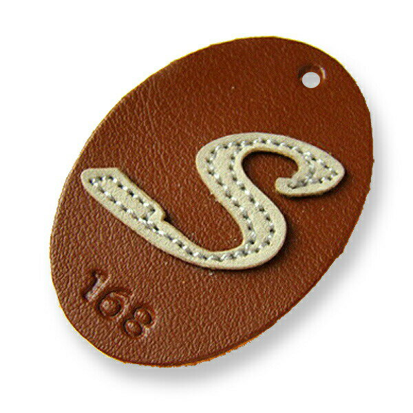 【レザーチャーム】　イニシャル[S]　丸カン付き　イニシャルをアップリケデコ　ハンドメイド材料　ア..