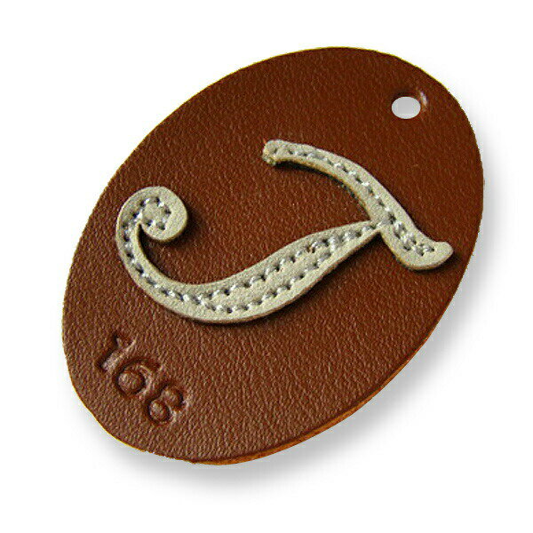 【レザーチャーム】　イニシャル[J]　丸カン付き　イニシャルをアップリケデコ　ハンドメイド材料　ア..