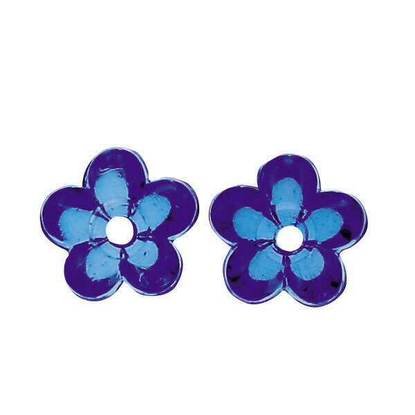 【アクリルビーズ】花型　ブルー