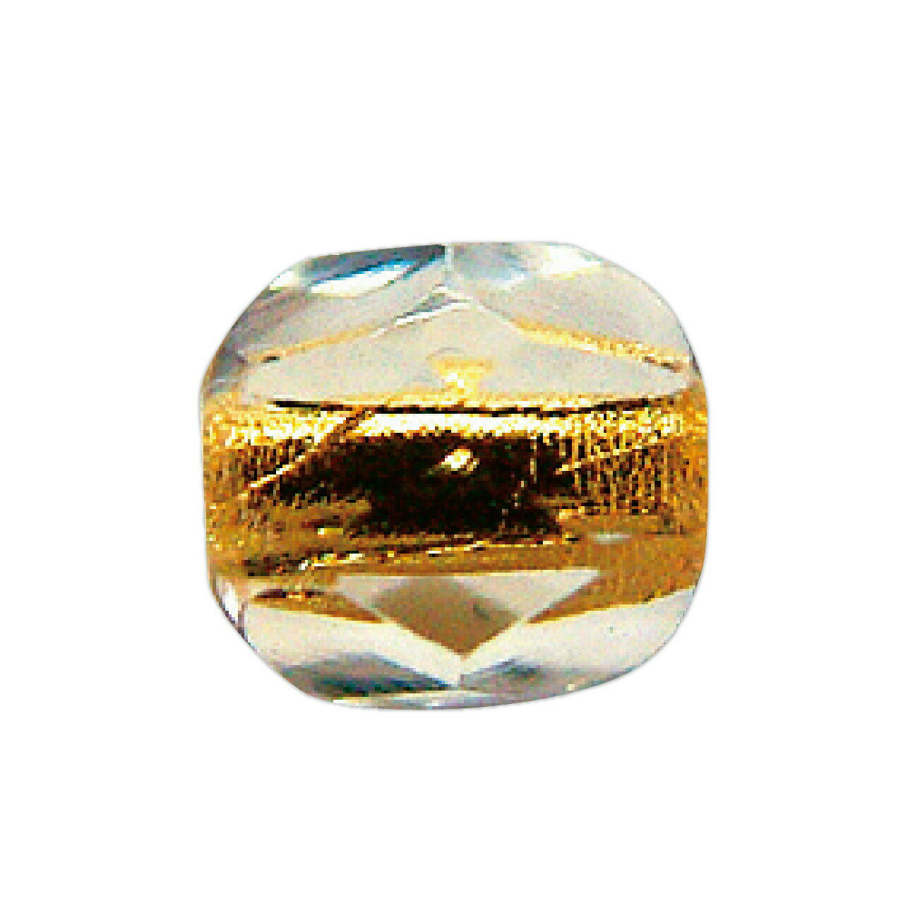 【ファイヤーポリッシュビーズ】4mm　24ゴールドライン（K24）