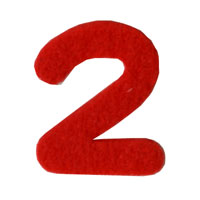 【もじシール】　赤　数字　2