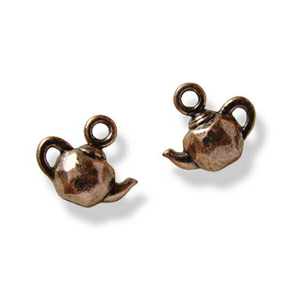 【モチーフ＆チャーム】　ティーポット（小）　丸カン付き・アンティークコッパーデコ　ハンドメイド材料　アクセサリーパーツ　ハンドメイドクラフト 手作り素材