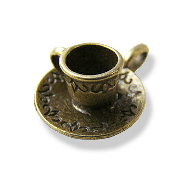 【モチーフ＆チャーム】　ティーカップ　丸カン付き・アンティークブロンズデコ　ハンドメイド材料　ア..