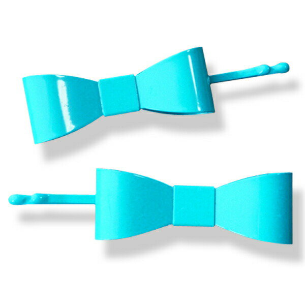 【モチーフ＆チャーム】　ヘアピン・リボン水色デコ　ハンドメイド材料　アクセサリーパーツ　ハンドメイドクラフト 手作り素材