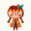 BABY-DOLLインディアンの女の子　オレンジイロン接着ワッペン大人かわいいロマンティックなアップリケ