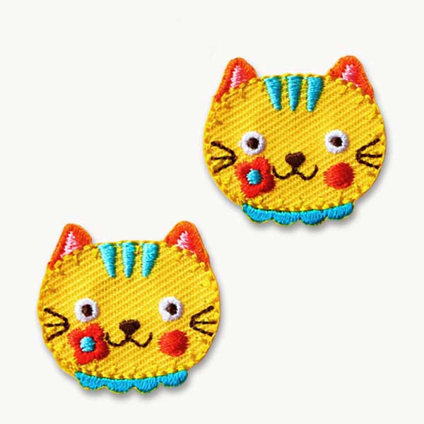 2個入ミニワッペン【ねこ】アイロン接着OK