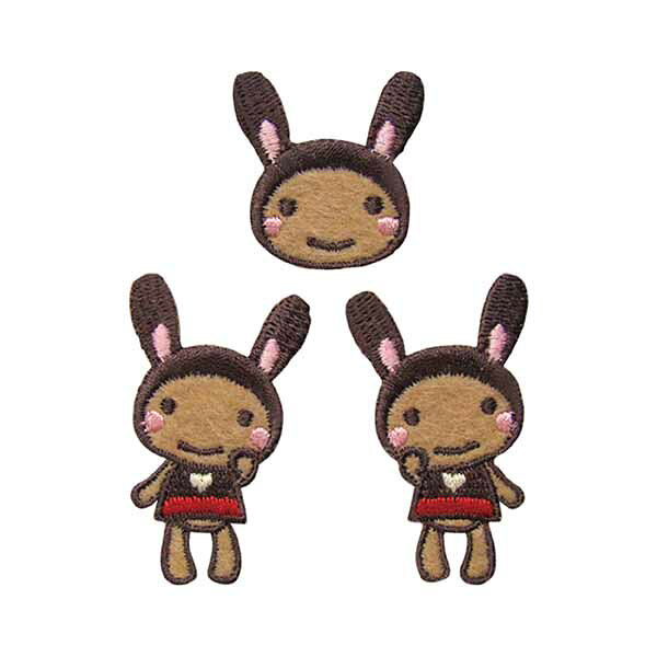 うさぎ ワッペン　3個付き アイロン接着