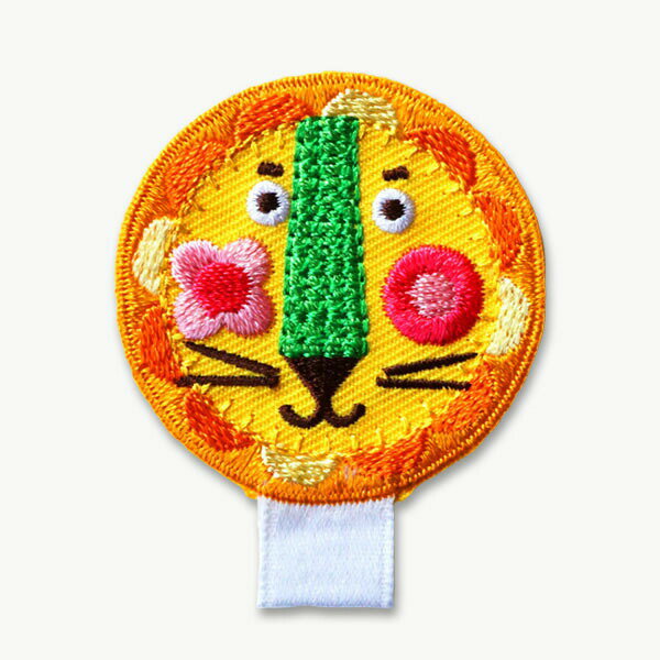 名札付けアップリケ　 ライオンアイロン接着OK【入園入学準備におすすめ名札ピンの穴が開かないアップ..