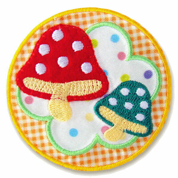 ワッペン【レトロちっくキノコ】入園・入学準備＊