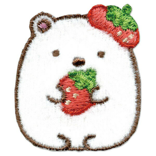 【Sumikko gurashi】すみっコぐらし　ワッペン いちご「しろくま」アイロン・シール両用タイプ【在庫限りで終了】
