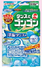 【KINCHO】ダニよけ効果をプラス♪ゴンゴンアロマ1年防虫洋服ダンス用ライムソープの香り 4個入り