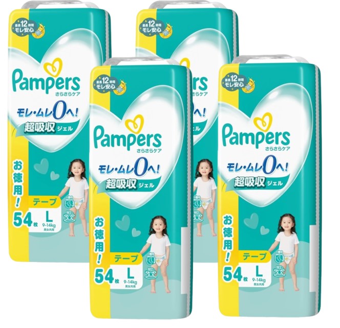P&G パンパース さらさらケア テープウルトラジャンボ Lサイズ( 9-14kg)54枚×4個セット