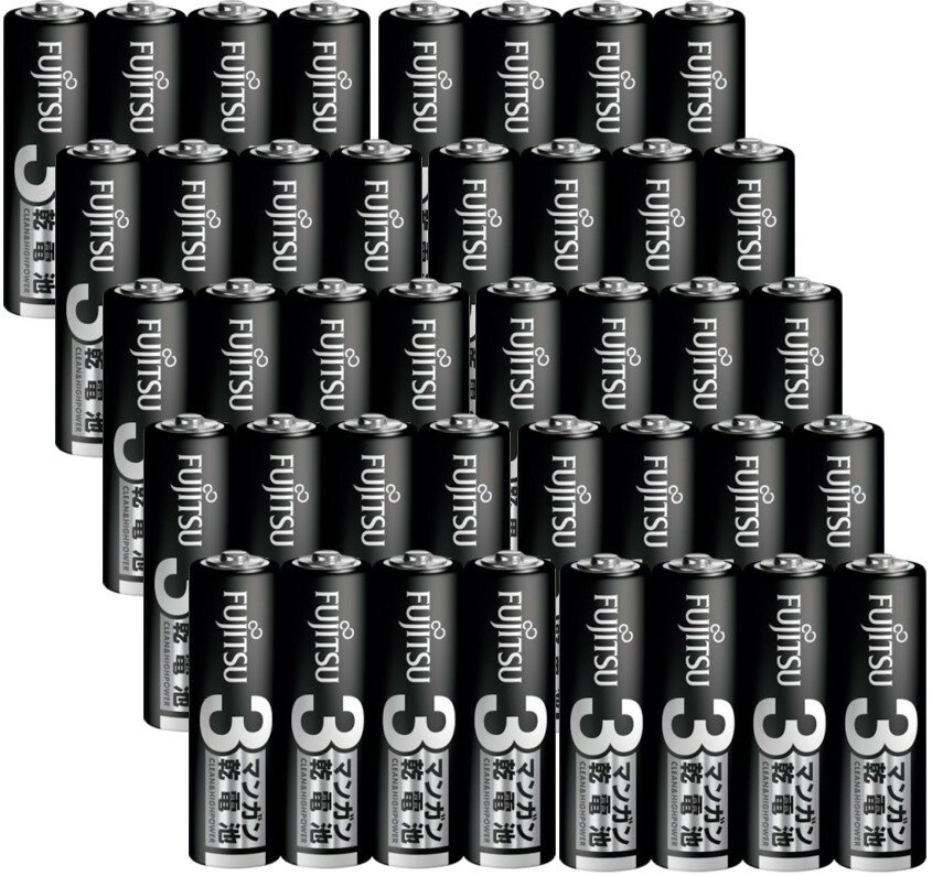 富士通 マンガン乾電池 黒 単3形 4個入(R6PU(4S))×10パックセット