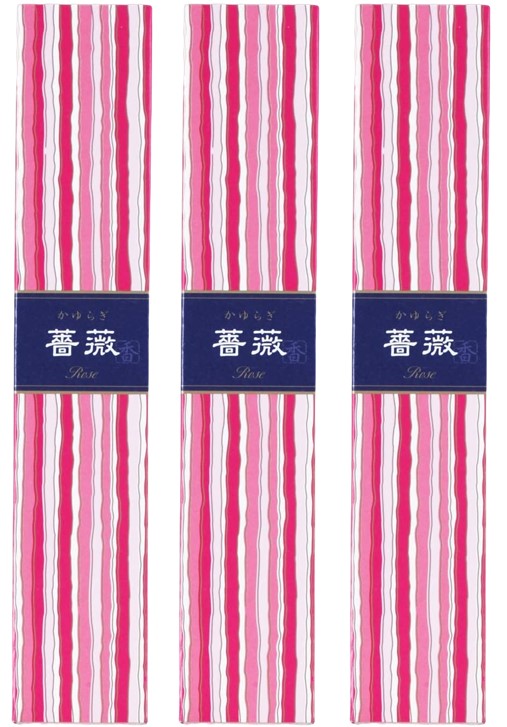 配送料無料 日本香堂 かゆらぎ 薔薇 スティック香立付 40本入×3個セット