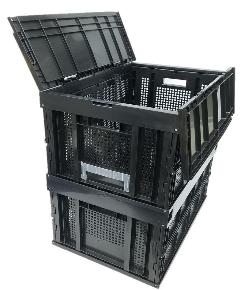 松本産業 折りたたみコンテナ 網目 フタ付き 150L ブラック ( F150ABL ) カードホルダー付き コンテナボックス 蓋付き メッシュ 送料無料