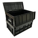 松本産業 折りたたみコンテナ フタ付き 110L ブラック ( F110BL ) カードホルダー付き 送料無料