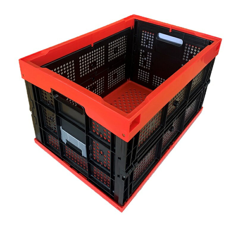 松本産業 折りたたみコンテナ 網目50L レッド / ブラック ( 50ARBL ) カードホルダー付き 送料無料