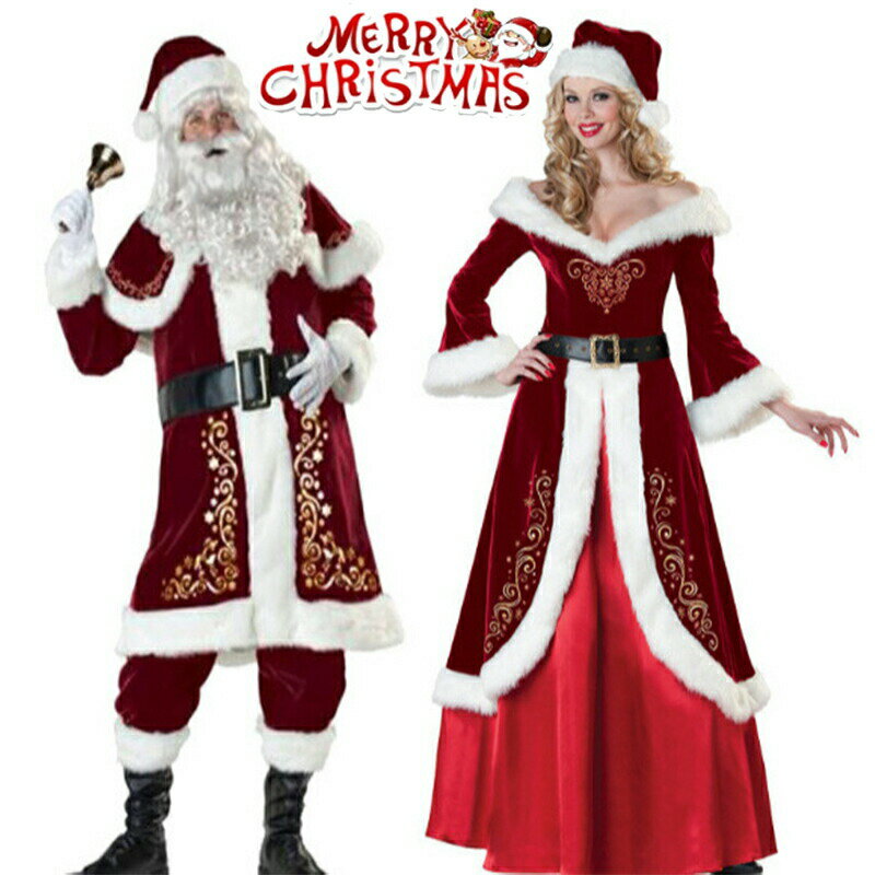 Rakuten - サンタクロース 衣装 レディース メンズ サンタクロース コスチューム サンタコスプレ クリスマス サンタ コスプレ 衣装 メンズ 大人 9点セット 3点セット パーティー 仮装 活動