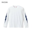 INAZUMA ロングスリーブTシャツ 5.6オンス 1.6インチリブ 5011 United Athle De-Finds プリント イナズマ 雷 袖ロゴ ユナイテッドアスレ 長袖 メンズ カジュアル お揃い ペア ユニフォーム チーム b系 ヒップホップ ストリート系 ダンス スケーター バイカー ファッション