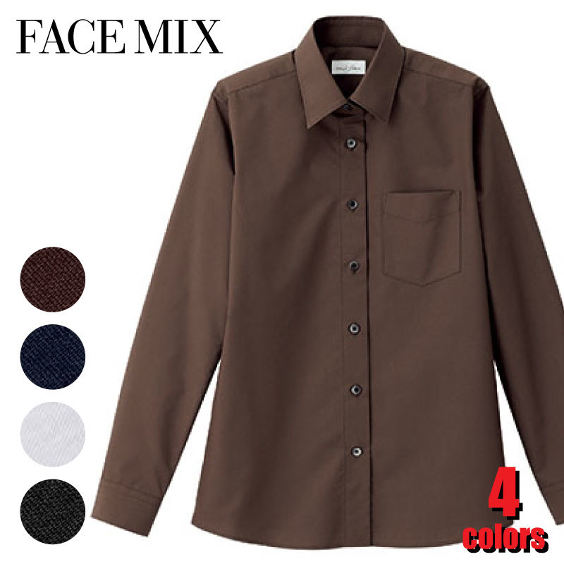 Rakuten - レディースレギュラーカラー長袖ブラウス FB4035L FACE MIX フェイスミックス フォーマル