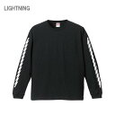ライトニング 袖プリント ロングスリーブTシャツ 5.6オンス 1.6インチリブ 5011 United Athle De-Finds プリント イナズマ 雷 袖ロゴ ユナイテッドアスレ 長袖 メンズ カジュアル お揃い ペア ユニフォーム チーム b系 ストリート系 ダンス スケーター バイカー