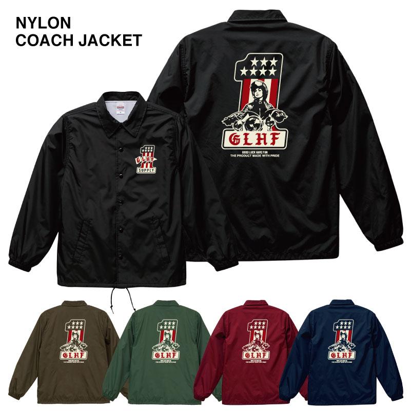 Rakuten - ナイロンコーチジャケット GLHF No.1 Rady ナンバーワン レディ DTFプリント メンズカジュアル ストリート アメカジ バイカー モーターサイクル 7059