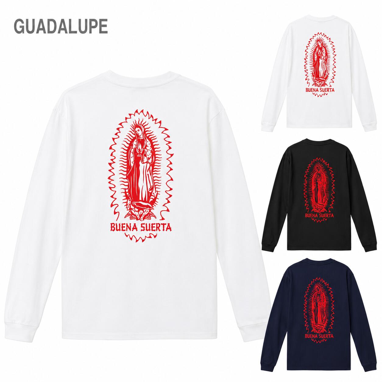 樂天商城 - グアダルーペ マリア RED/レッド バックプリント ロングスリーブTシャツ 5.6オンス 1.6インチリブ 5011 United Athle De-Finds プリント ユナイテッドアスレ 長袖 メンズ カジュアル お揃い ペア チーム b系 ヒップホップ ストリート系 ダンス スケーター バイカー