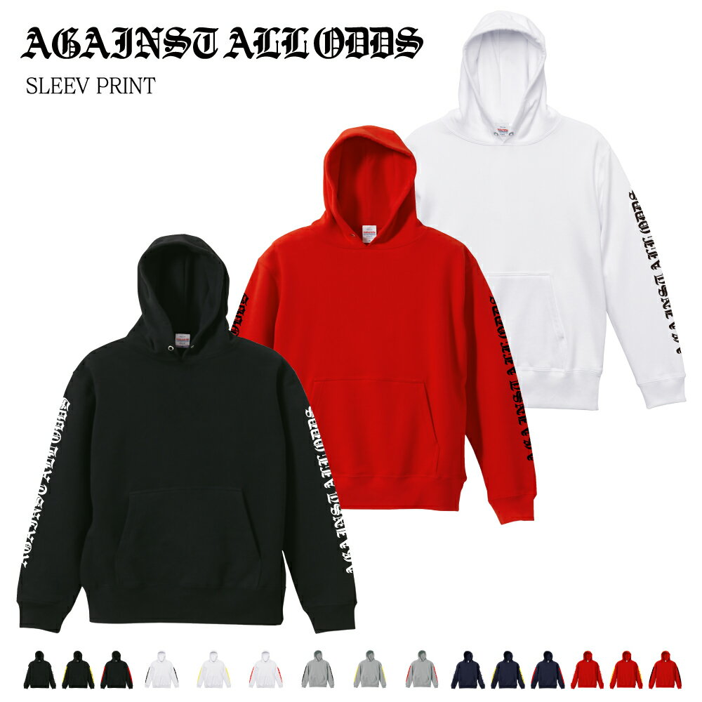 樂天商城 - AGAINST ALL ODDS 袖プリント 5214-01 10.0オンス スウェット プルオーバー パーカ（裏パイル） United Athle De-Finds ユナイテッドアスレ 長袖 メンズ カジュアル お揃い ペア b系 ヒップホップ ストリート ダンス スケーター バイカー ファッション 袖ロゴ メンズ