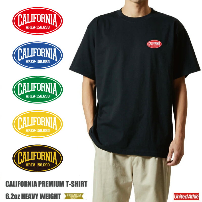 樂天商城 - 6.2oz カリフォルニア Tシャツ ワンポイント (左胸プリント）プレミアム ヘビーウェイト ユナイテッドアスレ 5942-01 California premium T-shirt United Athle De-Finds ワンポイント ロゴ メンズ カジュアル お揃い ペア サーフ アメカジ ストリート カジュアル