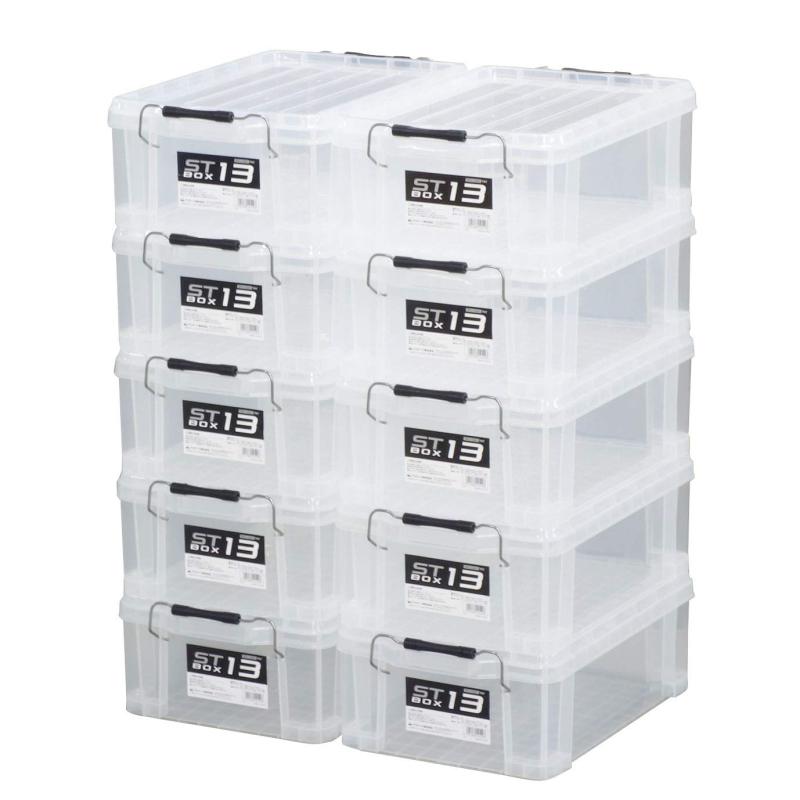 JEJアステージ 収納ボックス 日本製 STボックス #13 クリア [幅29.5cm×奥行44×高さ16cm] 10個セット