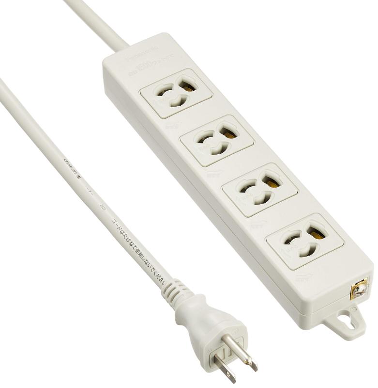 パナソニック(Panasonic) 電源コンセント OAタップ(接地15A抜け止め形) マグネット付 4コ口 グレー コ..