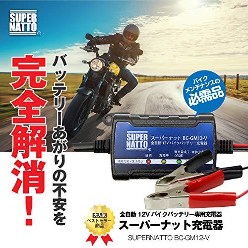 スーパーナット BC-GM12-V 全自動バイク用バッテリー充電器 12V専用 車両ケーブル付属 トリクル充電機能付 AGM - angle 2