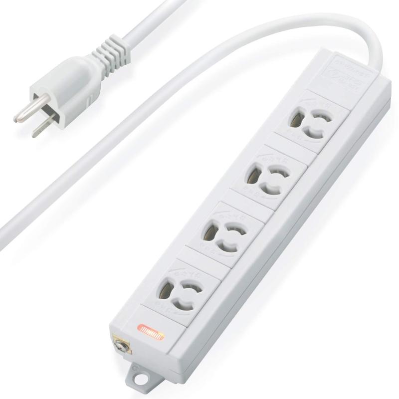 エレコム 電源タップ マグネット付 抜け止めコンセント 壁取付用固定フック付 3P-2P変換アダプタ付 4個..