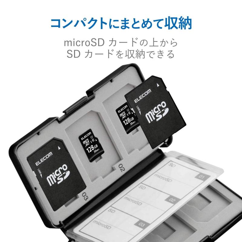 ���쥳�� ���ꥫ���ɥ����� SD ������ �ץ饹���å� SD6�� + microSD6���Ǽ �֥�å� CMC-SDCPP12BK