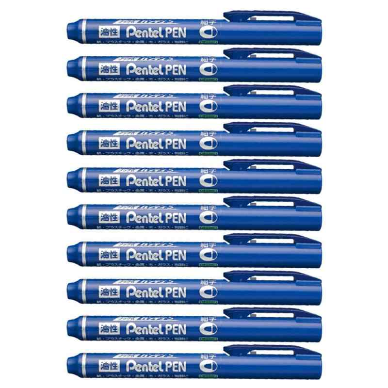 樂天商城 - ぺんてる 油性ペン ノック式ハンディS PentelPEN 細字 青 NXS15-CP 10本