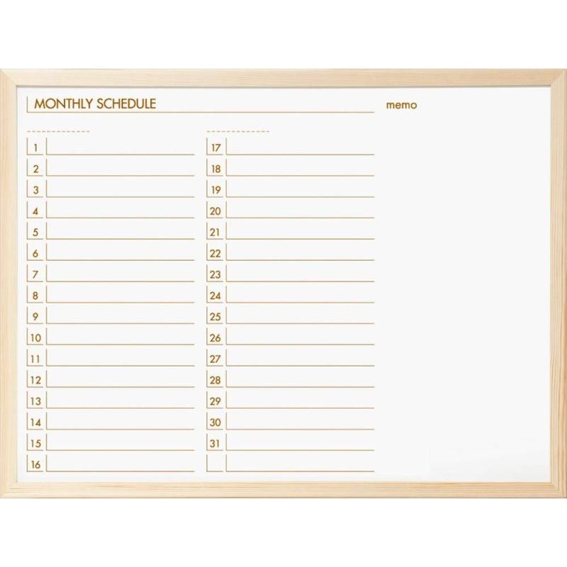 ナカバヤシ ウッドスケジュールボード W620×H470mm SBM-E6247本体寸法:W620×H470×D14mm有効盤面寸法:W584×H434mm本体重量:950g付属品:ウッドマグネット・ネジ・吊り下げ金具・吊り下げ紐複数店舗にて販売をしておりますため、在庫データの更新が間に合わず、欠品にも関わらず、注文ができる場合がございます。その際は、キャンセルにて対応を取らせていただきます。当店はお電話のお問い合わせはお受けしておりませんので、ご了承ください。お問い合わせは、問い合わせフォームをご利用ください。