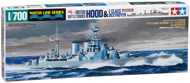 タミヤ 1/700 ウォーターラインシリーズ No.806 イギリス海軍 巡洋戦艦 フッド・E級駆逐艦 北大西洋追撃作戦 プラモデル 31806