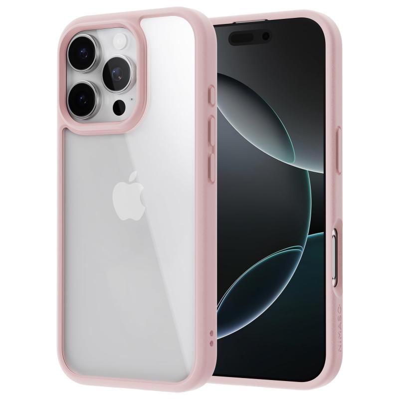 NIMASO iPhone16ProMax用ケース クリア 黄変防止 耐衝撃 米軍MIL規格 SGS認証 PC背面 いPhone16ProMax傷つけ防止 超薄型 軽量 ワイヤレス充電対応 ストラップホール付き アイフォン 16 プロマックス対応