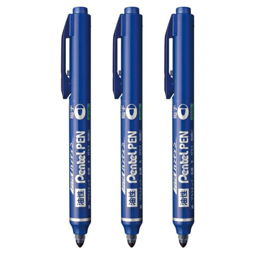 ぺんてる 油性ペン ノック式ハンディS Pentel PEN AMZ-NXS15CP3 細字 青 3本 ぺんてる 油性ペン ノック式ハンディS Pentel PEN AMZ-NXS15CP3 細字 青 3本