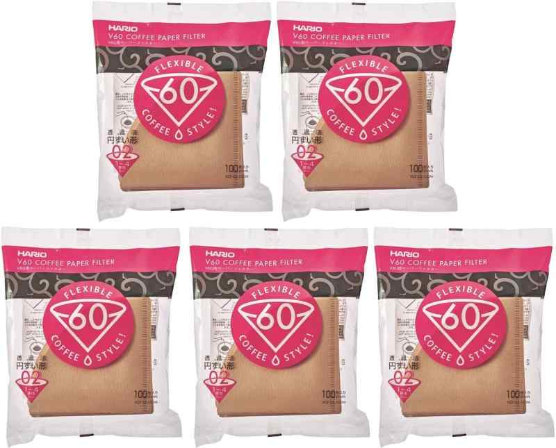 HARIO(ハリオ) V60用 ペーパーフィルター 02M 1~4杯用 500枚入り みさらし VCF-02-100Mサイズ:1~4杯用、パッケージサイズ(1個)/18×16×5cm素材・材質:パルプ100%みさらしスタイル: 5個セット(...