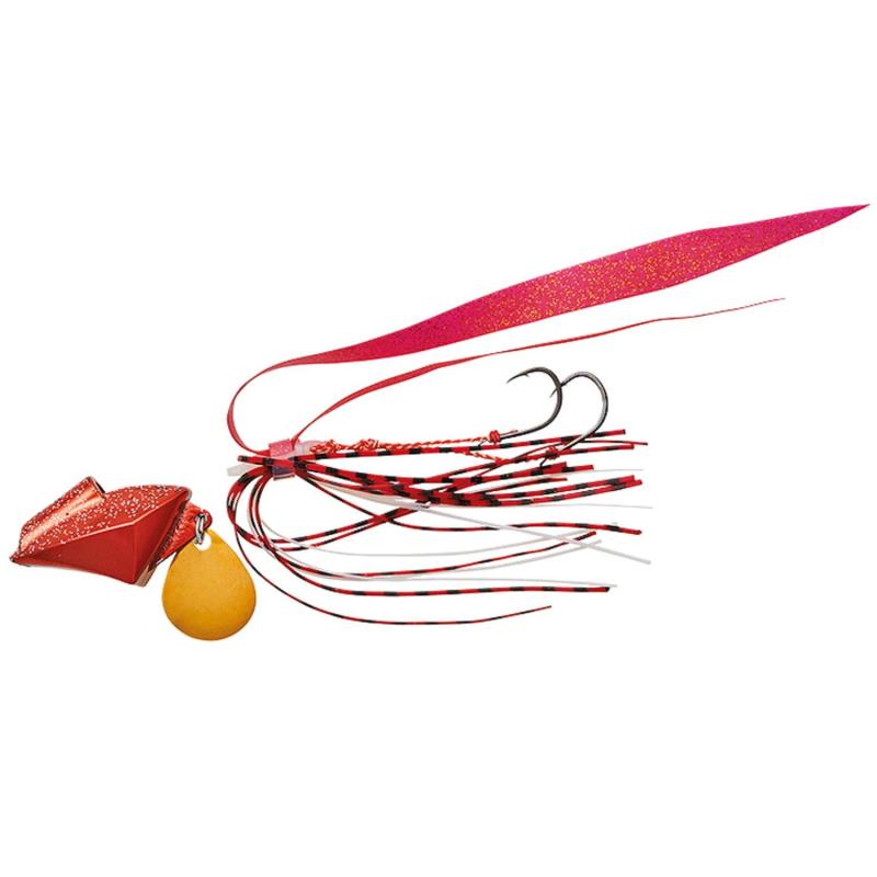 ダイワ(DAIWA) タイラバ サムライ ショアラバフリー 40g メッキレッド ルアーショアラバゲームで必要となる浮き上がり性能とアピール力を徹底追求したブレード付き遊動式ヘッド。ショアからのキャスティングラバージグゲームでは、ボトムから如何にして素早く浮き上げさせ、且つアピールさせられるかがキーポイントとなる。サムライショアラバフリーは、ヘッド前面をフラットにしてオーバーハングさせることで、タダ巻きするだけで、まるで凧上げのような浮き上がりを実現。凧の足の役割を担うヘッド後部ラダーがヘッド自体の回転を防ぎ、且つラダーに装着したブレードが抵抗となって浮力を増強。更に、メッキ塗装されたヘッド(グローは除く)とメッキブレードが織り成す強フラッシングの相乗効果による集魚効果で、広範囲のターゲットにアピール。テール重心形状により遠投性能も確保。強風下においても安定した飛行姿勢を保ち、遊動式ヘッドは、ダイレクトなアタリを手元に伝え、ヒット後はヘッドとフックが離れることでヘッドの重さによるバラシも軽減。充実の紅牙パーツが使えるのでオリジナルチューンも思い通り。紅牙替えユニットαサクサス採用。自重(g):40サイズ(mm):33狙える魚種は無限大 サムライシリーズに、マダイ・根魚・青物はもちろんのことあらゆるターゲットに対応の、ショアラバゲーム用遊動式キャスティングラバージグが登場複数店舗にて販売をしておりますため、在庫データの更新が間に合わず、欠品にも関わらず、注文ができる場合がございます。その際は、キャンセルにて対応を取らせていただきます。当店はお電話のお問い合わせはお受けしておりませんので、ご了承ください。お問い合わせは、問い合わせフォームをご利用ください。