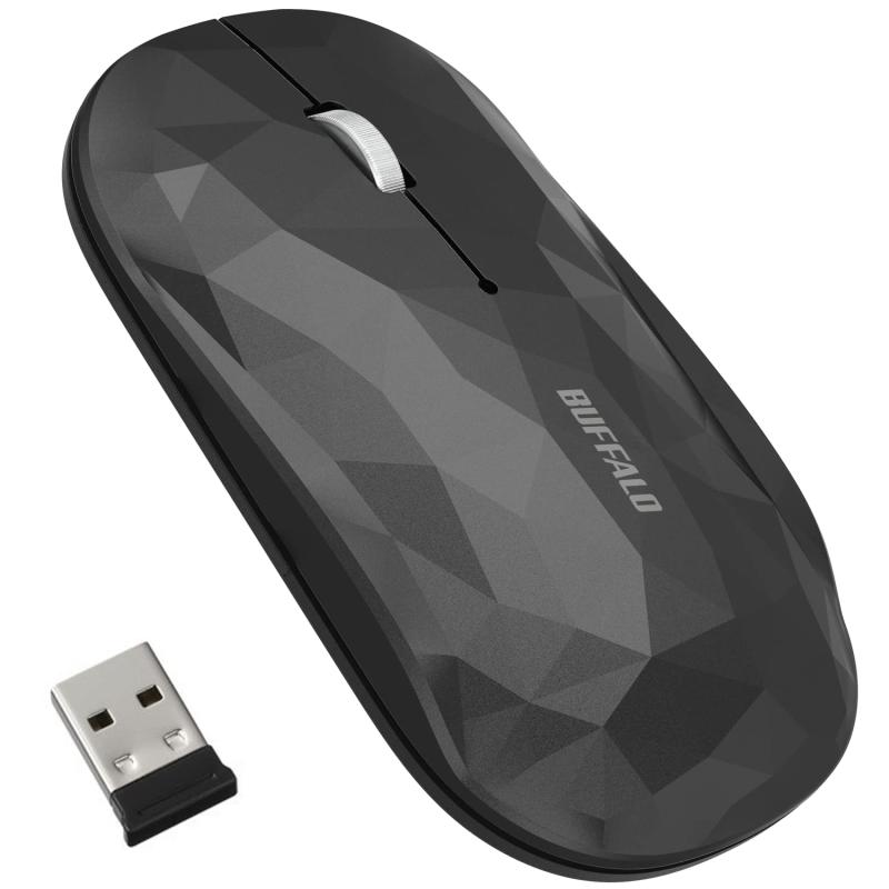 バッファロー ワイヤレス モバイルマウス 2.4GHz レシーバー付属 FLEXUS 薄型軽量 3ボタン 無線 静音 BlueLED MIL規格準拠 dpi切替(600/1200) プレゼンテーションモード搭載 節電モデル 最大582日使用可