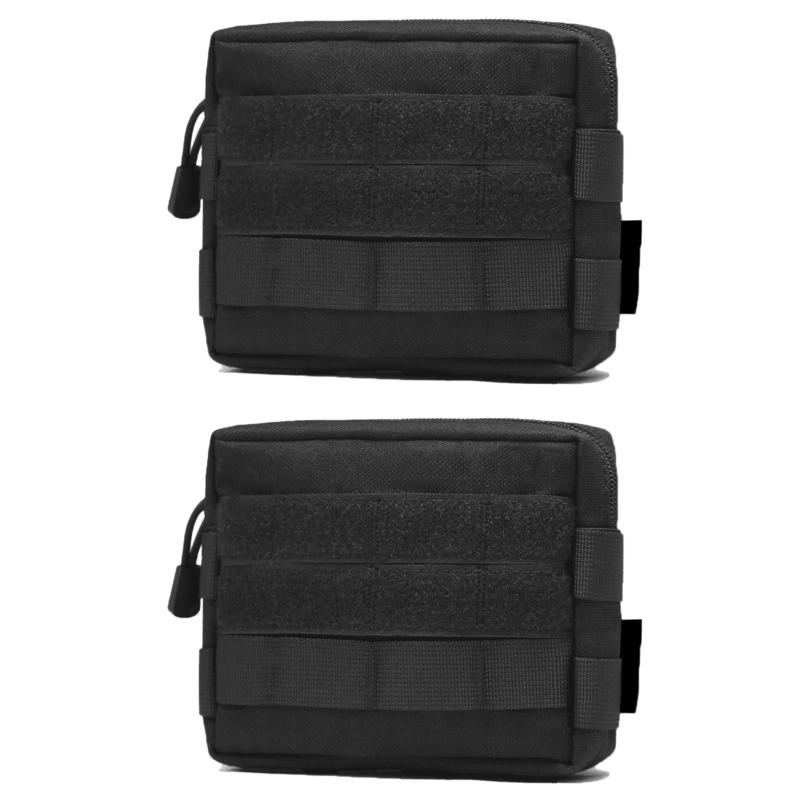 TRIWONDER MOLLE ポーチ バッグ タクティカルポーチ ミリタリーポーチ サバゲー 装備 タクティカルバッグ ミリタリーバッグ ツールバッグ 登山 小物入れ (ブラック - 2個)