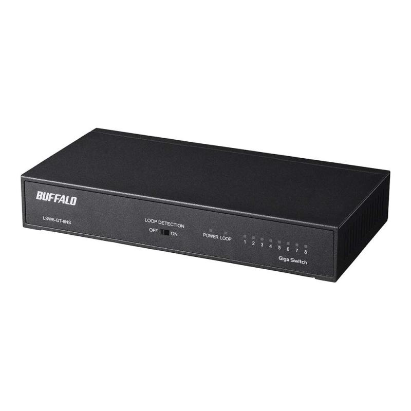 SHARP - バッファロー BUFFALO Giga対応 金属筐体 電源内蔵 8ポート LSW6-GT-8NS/NBK ブラック スイッチングハブ 簡易パッケージ マグネット 壁掛け設置対応