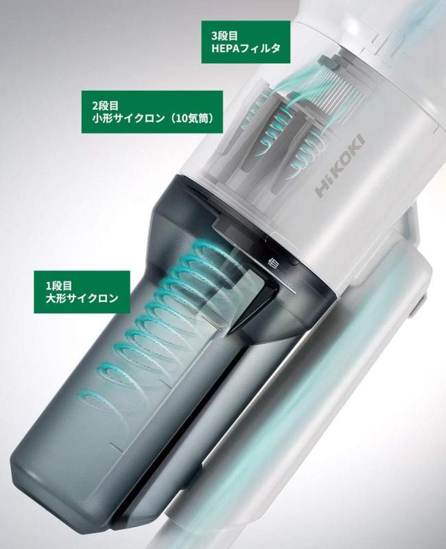 HiKOKI(ハイコーキ) 36V コードレス 掃除機 2段サイクロン式 ハンディ スティック クリーナー 最大吸い込み仕事率90W 軽量 1.8kg 蓄電池・充電器付き R36DA(SC)(XP)