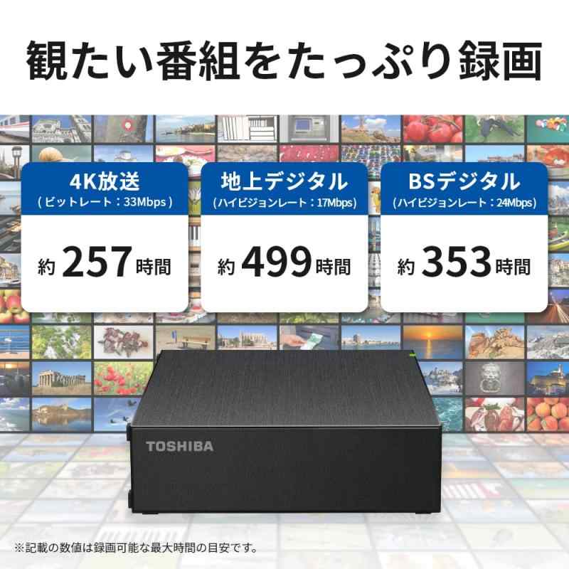 東芝 外付け ハードディスク 4TB 【 テレビ録画 / 4K / Windows/mac / PS4 / バッファロー製nasne™ 対応 】 静音 コンパクト Canvio Desktop HD-TDA4U3-B/N